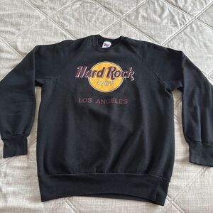 Vintage Hard Rock Cafe Los Angeles Black Graphic Crewneck Sweatshirt USA